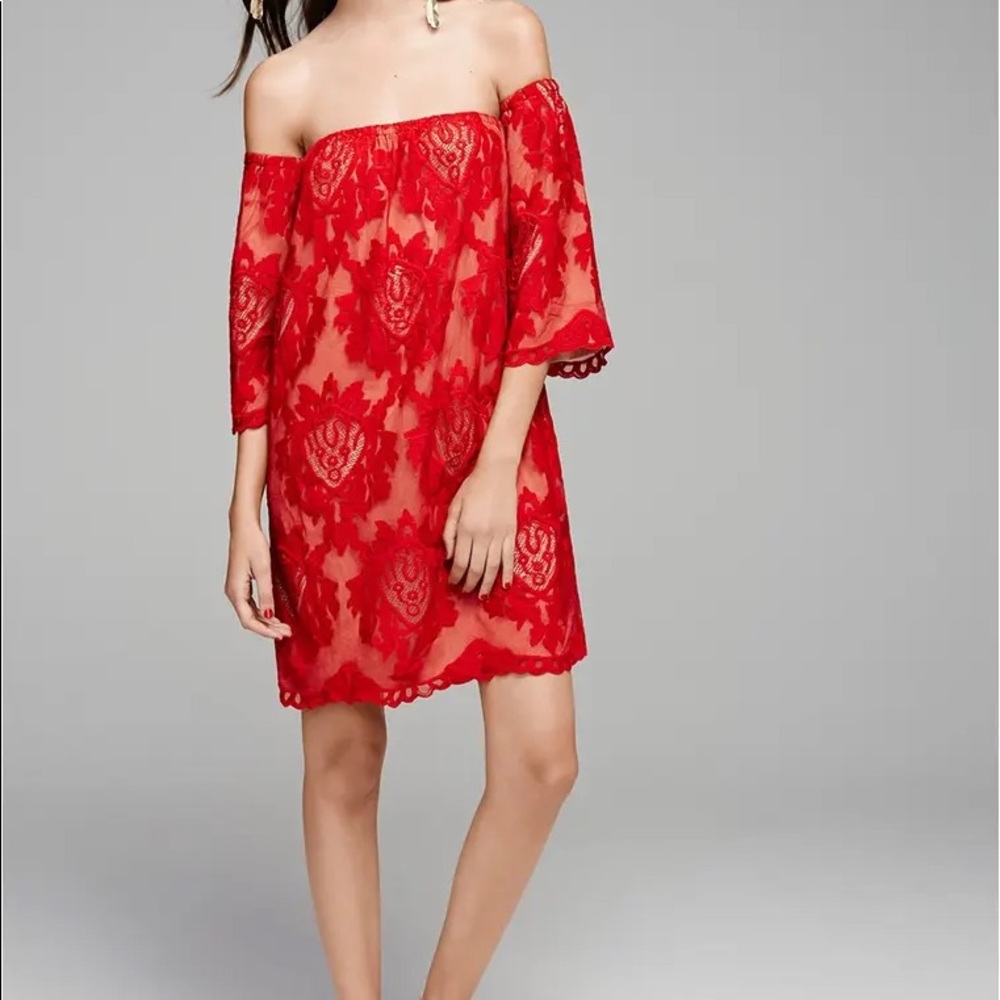 Red off the shoulder STOREE dress